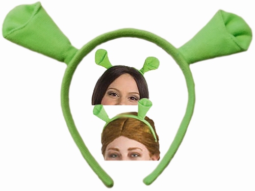 haarband met oortjes Shrek/Fiona stof