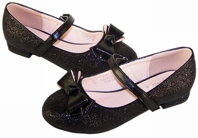 zwarte glitterschoentjes met strik
