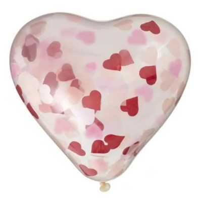 Ballon hart met hartjesconfetti