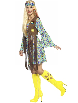 Hippie: jurk, vest, haarband