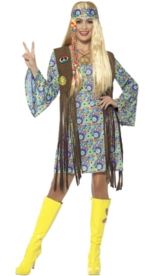 Hippie: jurk, vest, haarband
