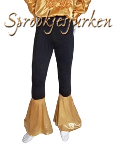 broek zwart stretch met goudkleurige pijpen, Mix&Match