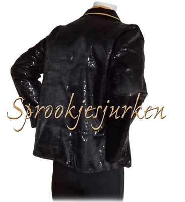 jas glitter zwart met goudkleurig randje, Mix&Match