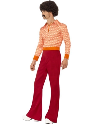 seventies outfit oranje/rood