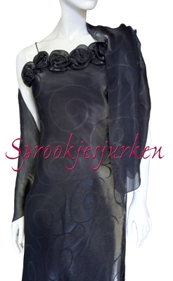 stola/sjaal zwart met motief