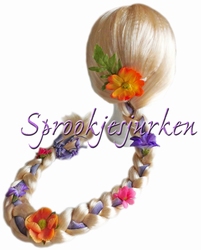 Rapunzel bloemenvlechtpruik met lint