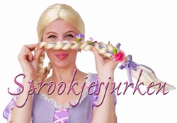 pruik Rapunzel bloemen vlechtpruik