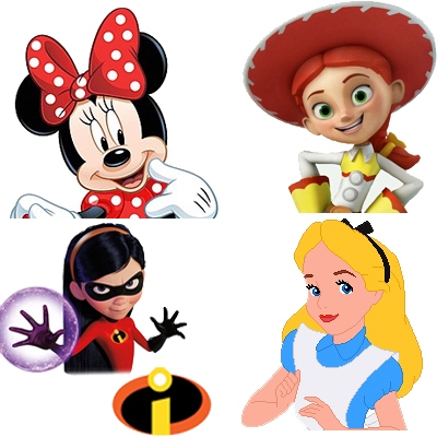 Minnie Mouse, Alice, Incredibles, Toy Story